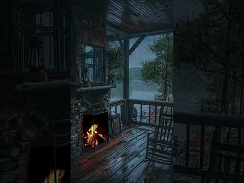 Relax In The Lakeside Porch On Rainy Day #rain #fire #relaxingsounds #thewhiteroom