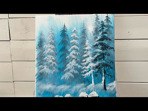 How To Paint A WINTER LANDSCAPE ❄️ Step By Step Painting Tutorial for Beginners in Acrylic