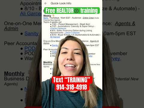 Text “TRAINING” to 914-318-4918. Free REALTOR®️ training. No strings attached. #realestateagents