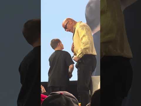 Young fan asks The Rock a question at WWE World #therock #wwe #wrestlemania