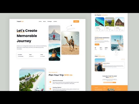 Build Responsive Tour & Travel Website Design Using HTML CSS JAVASCRIPT | Step By Step Tutorial