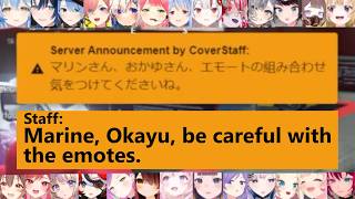 Hololive Girls Reaction To Marine & Okayu Got Warned By Staff