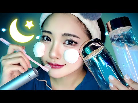 ASMR Night Routine Before Falling Asleep🌛💤(makeup removal/skin care/massage/tooth brushing)