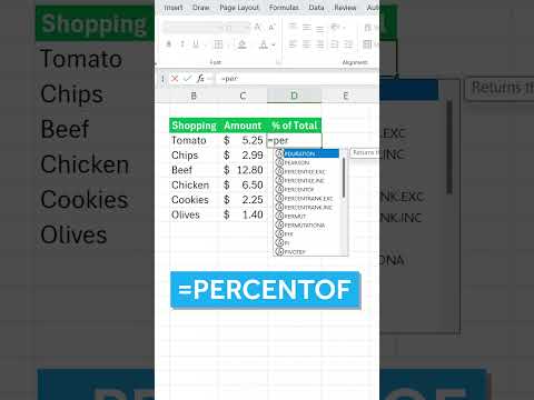 New PERCENTOF Formula in Excel #shorts