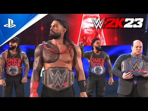 WWE 2K23 Bloodline Entrance - Roman Reigns Double Champion w/ Uso's & Paul Heyman (PS5)