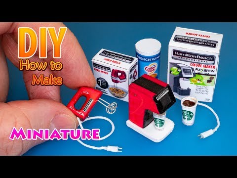 DIY Miniature Hand Mixer and Coffee Maker for DollHouse | No Polymer Clay!