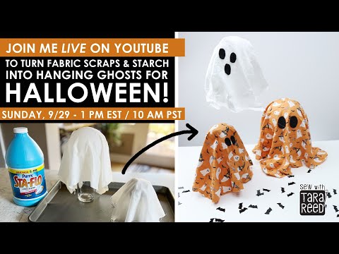 How to make a hanging ghost for Halloween - no sew fabric scrap project