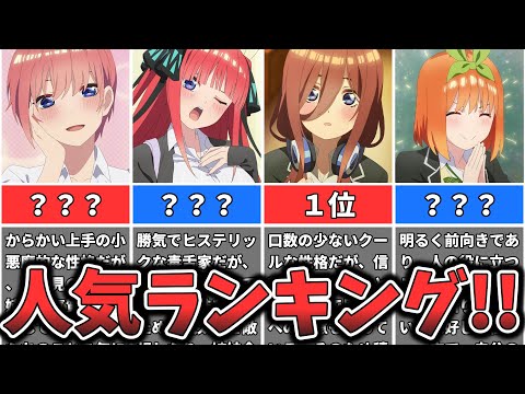 【五等分の花嫁】キャラクター人気ランキング （ゆっくり解説）