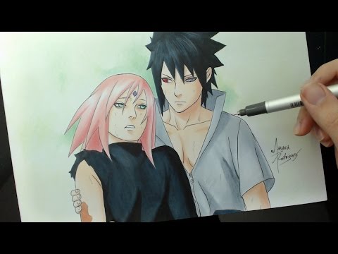 Speed Drawing - Sakura and Sasuke (Naruto Shippuden 470)