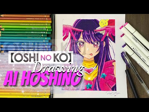 Drawing AI HOSHINO from OSHI NO KO👸🏻💃🏽❤️ #howtodrawanime #aihoshino