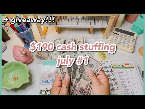 cash envelope stuffing & GIVEAWAY | july week #1 | low income budget | savings challenges