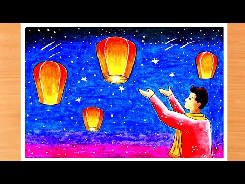 How to draw Diwali festival / Happy Diwali Drawing / Diwali Special Drawing / Easy Diwali Drawing