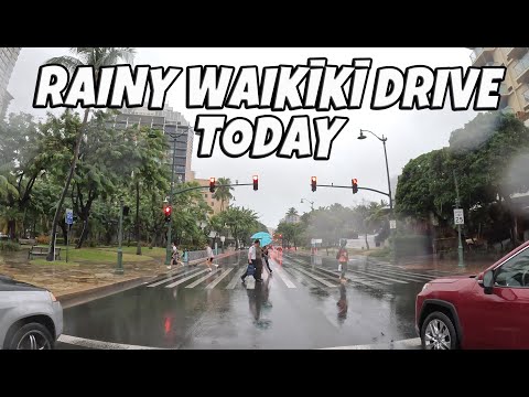 Hawaii Today | Rainy Waikiki Drive McCully St, Kalakaua Ave, Monsarrat Ave November 5, 2024