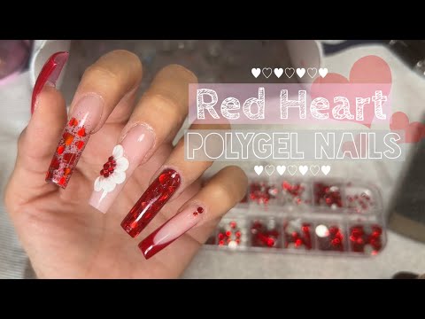 ❤️RED HEARTS | 💅🏼POLYGEL | ✨3D NAIL ART | 💋VALENTINE'S DAY| Kiara sky💕