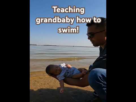 Teaching grand baby how to swim!