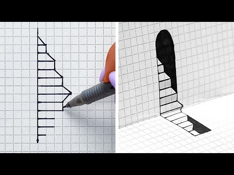 How to Draw an Optical Illusion 😱 3D Stairs Drawing