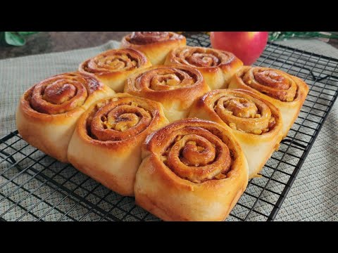 超柔软苹果肉桂卷做法，比买的健康好吃|Extra soft cinnamon rolls recipe with apple, better than bought