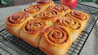 超柔软苹果肉桂卷做法，比买的健康好吃|Extra soft cinnamon rolls recipe with apple, better than bought