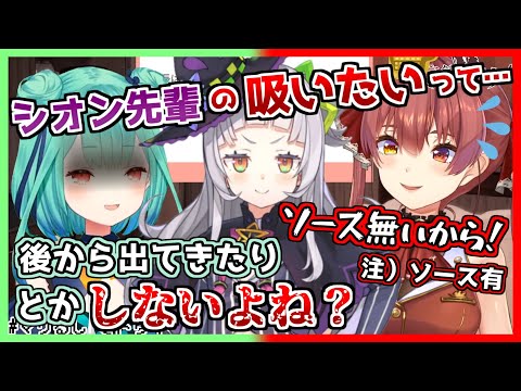 「シオンに吸いたい！？」事実か圧をかけるるしあと動揺するマリン船長【宝鐘マリン/潤羽るしあ/ホロライブ切り抜き】