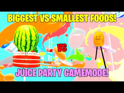 SECRET STAYCATION | BIGGEST VS SMALLEST FOODS in JUICE PARTY GAMEMODE!