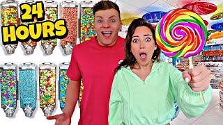 SNEAKING In OVERNIGHT CANDY SHOP 24 HOUR Challenge!