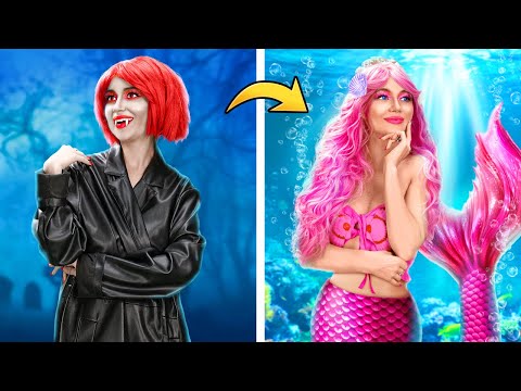 Dark Vampire to Pink Mermaid Transformation! 🤩 Funny Makeover Hacks!