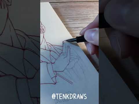 Drawing anime with fountain pen|Aki早川秋|Chainsaw Man|TenK Draws #aki #chainsawman