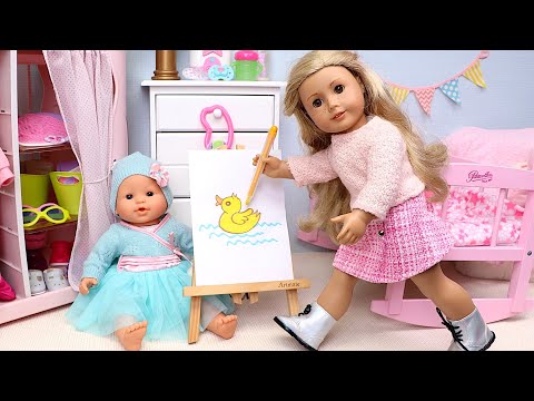 Adorable duck drawing with Baby and Mom! Play Dolls