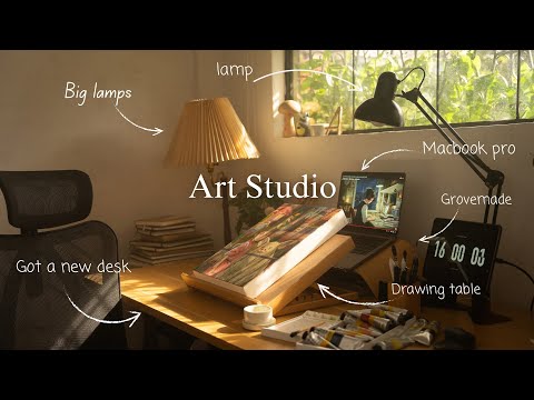 Aesthetic Traditional art desk tour