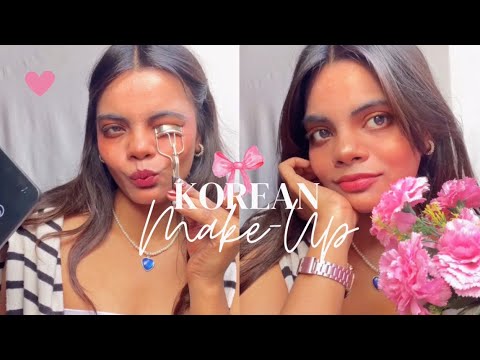 Natural Korean Make-Up on Acne Brown Skin🍒Everyday Korean Makeup for Beginners🇰🇷