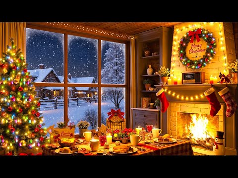 Relaxing Christmas Instrumental Music with Fireplace🔥Best Christmas Background Music 🎅 Cozy Ambience