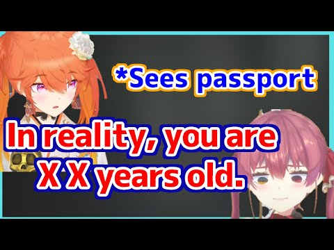 Marine gets passport check by immigration officer Kiara [Hololive/Houshou Marine/Takanashi Kiara]