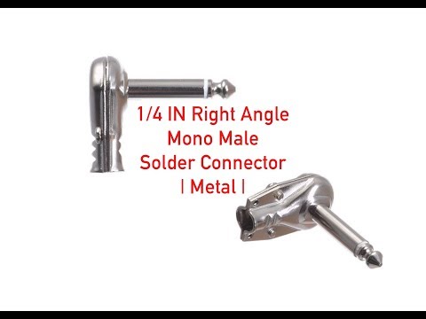 ¼ IN Right Angle Mono Male Solder Connector - Flat Pancake - Metal P#996