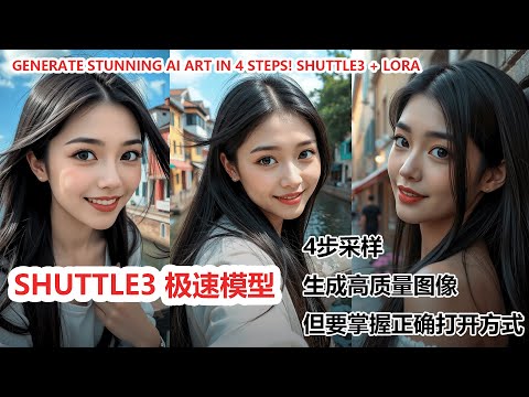 AI绘画4步直出高质量大图！Shuttle3模型+Lora矫正|Generate Stunning AI Art in 4 Steps! Shuttle3 + Lora