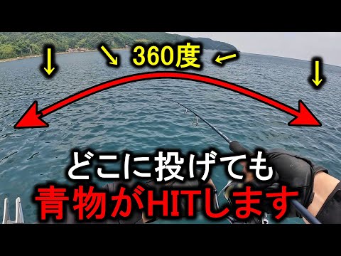 360°全方向青物がボイルする海で小型ミノーを表層早巻きした反応がヤバい…