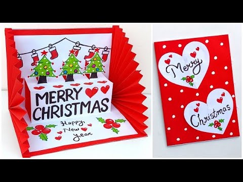 DIY Merry Christmas pop up card 2024 / Handmade Christmas greeting card / 3D Christmas card