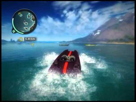 Just Cause 2 boat driving on land