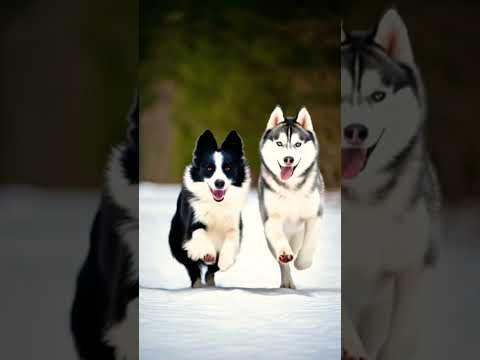 Dogs in snow#snow #ytshorts #nature #usa #doglovers #india #trending  #DreamScreenAI