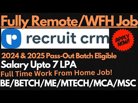 Recruit crm Off Campus Drive 2024 & 2025 Batch | Salary : 7 LPA | Applt Now🔥🔥