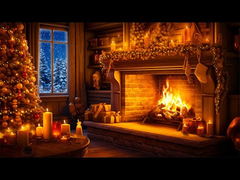 🔥 Cozy Winter Fireplace ❄️ Beautiful Relaxing Christmas with Fireplace Sound 🎄 christmas Snowfall