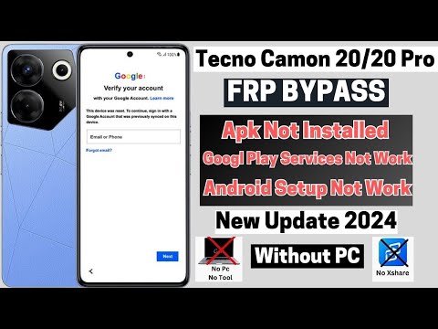 Tecno Camon 20 Frp Bypass Android 14 Without PC | Tecno Camon 20 Pro Unlock Google Ac | APK Not Work