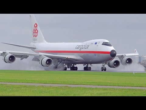 +35 Minutes HEAVY WET LANDINGS |  A380, 5x B747F, A350 | Amsterdam Schiphol Airport Spotting