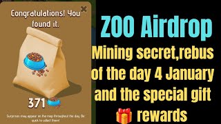 Zoo Airdrop mining secret|Zoo Airdrop rebus of the day 4 January|Zoo special gift 🎁|Zoo listing date