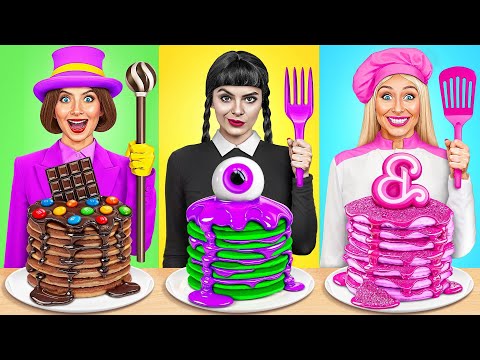 Barbie vs Wednesday vs Wonka の料理チャレンジ | 食用の戦い Multi DO Smile