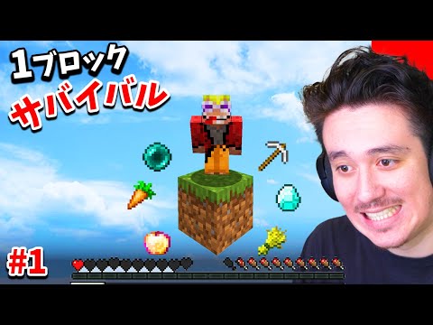 魔法の１ブロックしかない世界でサバイバルしてみた！ｗ【マイクラ】