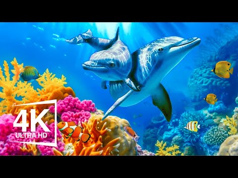 Aquarium 4K VIDEO(ULTRA HD) - Amazing Beautiful Coral Reef Fish - Sleep Relaxing Meditation Music