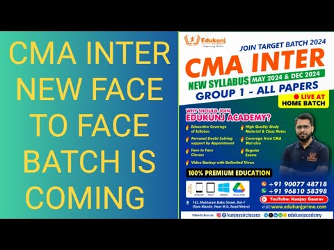 Attention CMA Inter Students | Good News For CMA inter Students | New batch Launch