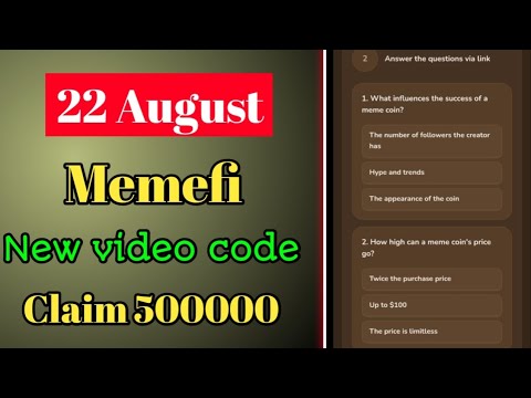 Memefi YouTube Video Question Answers For 500k Coin Task |  Memefi New YouTube video Answer |