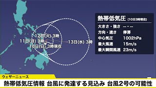 熱帯低気圧情報 台風に発達する見込み 台風2号の可能性