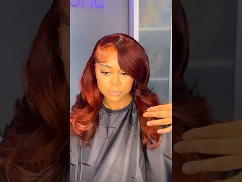 RED FRONTAL WIG INSTALL| CUT LAYERS  W/ PIN CURLS 😍 #hair #shorts #viral #curls #hairstyles #fyp